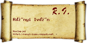 Rényi Iván névjegykártya